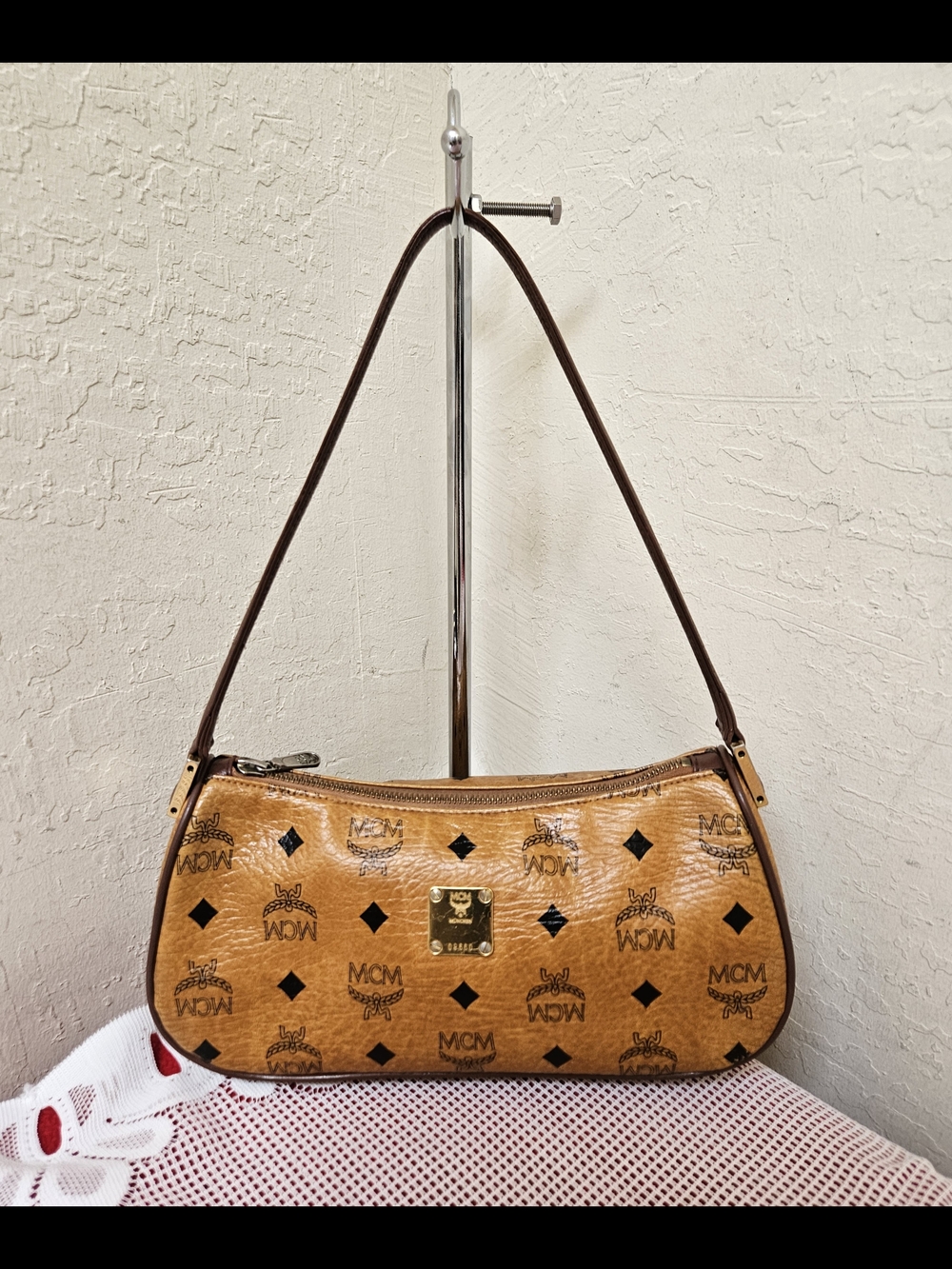 MCM Cognac Small Vintage Handbag Shoulder Bag AUTHENTIC